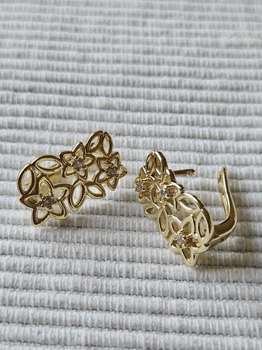 Kolczyki ażurowy ala Apart kwiatki z cyrkoniami