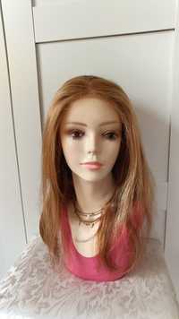 Piękna peruka naturalna lace-front nowa 45cm.