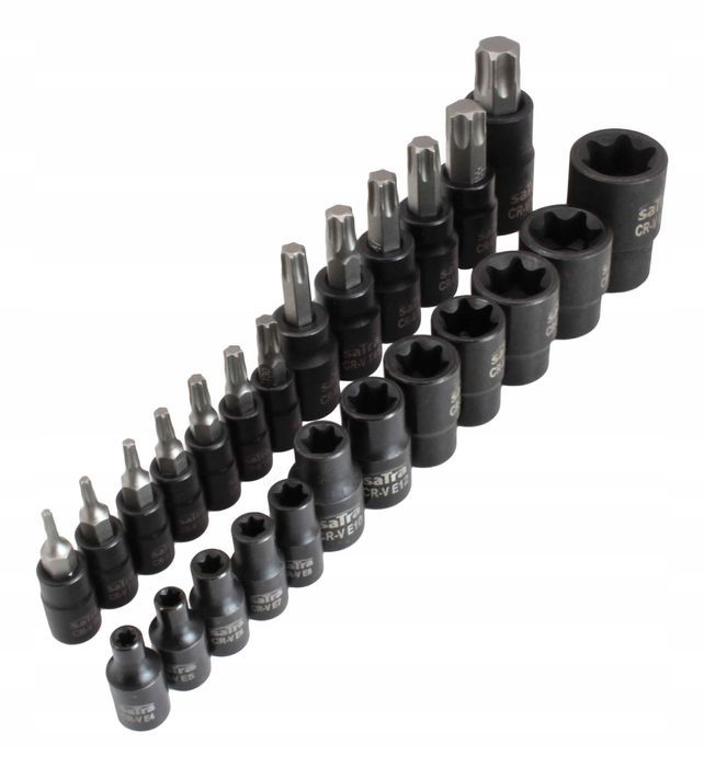 Klucze Nasadowe/ Trzpieniowe Torx/E 1/4″+3/8″+1/2″ - 25 Elem S-H2548T