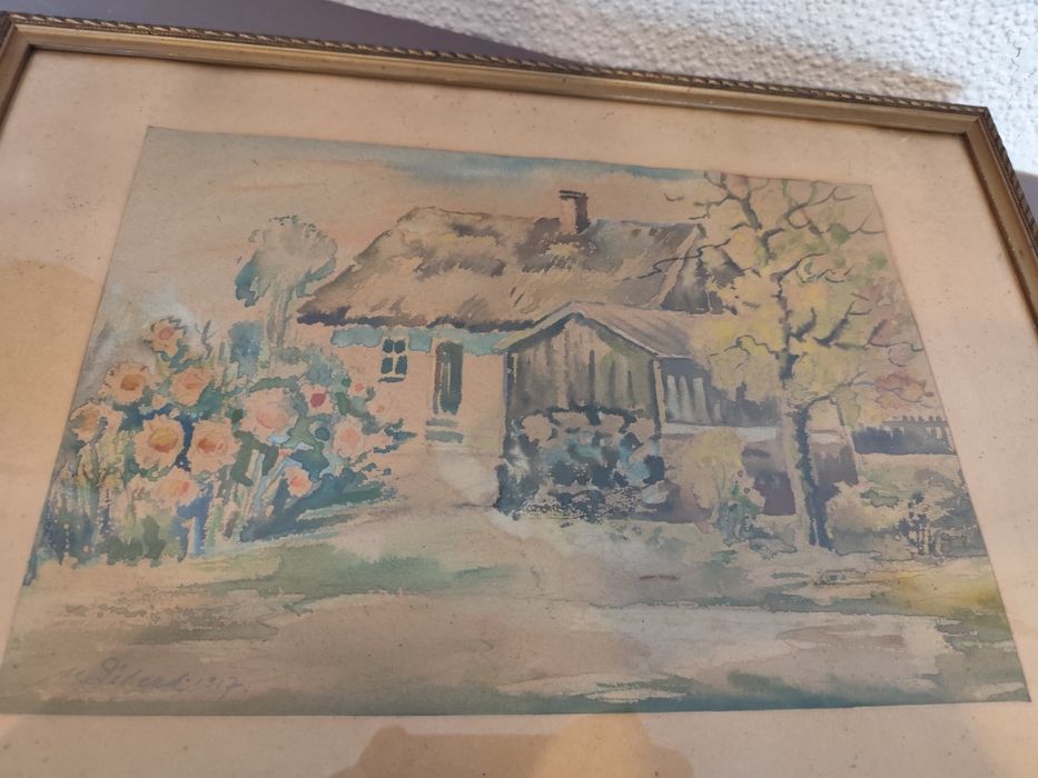 Akwarela Maksymilian Pilcek Bydgoszcz vintage retro prl obraz