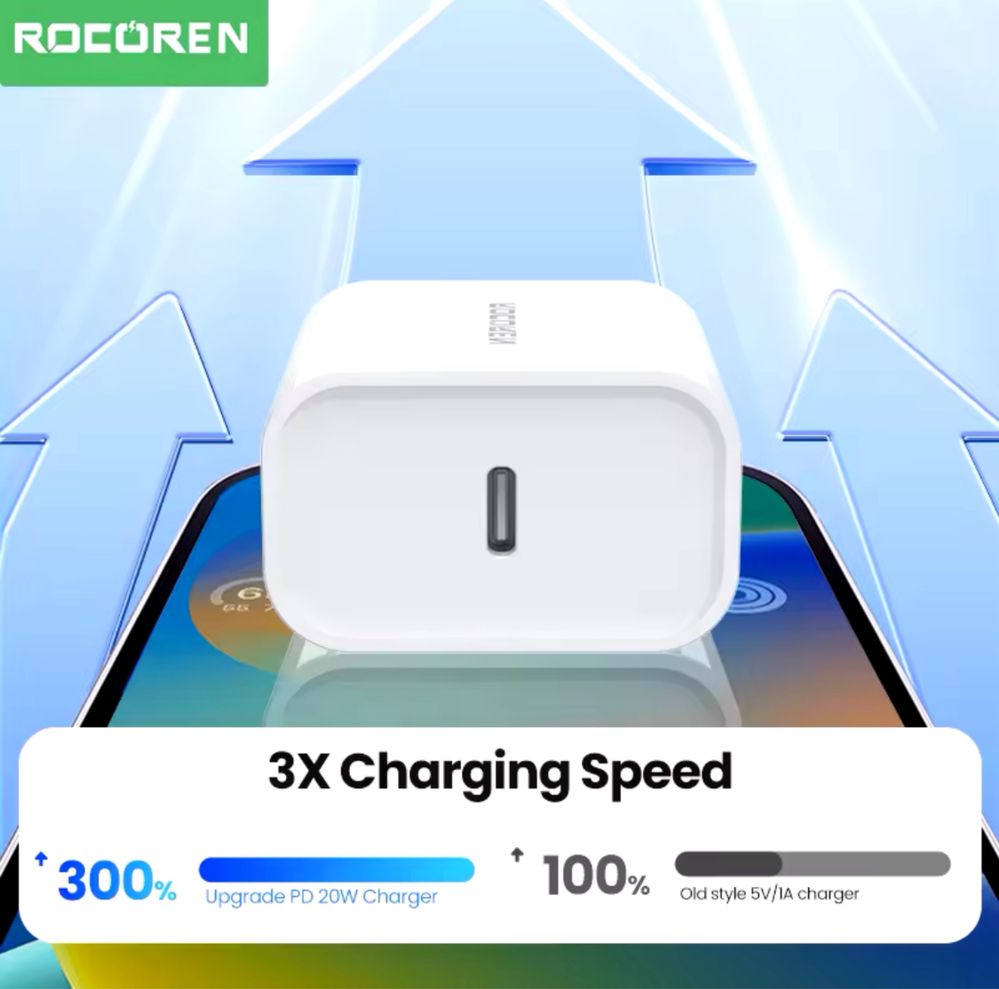 Зарядное устройство Rocoren PD 20W GaN / Зарядний пристрій Rocoren