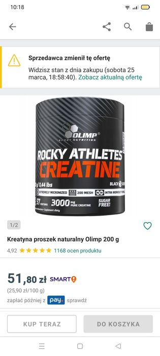 Kreatyna proszek naturalny Olimp 200g