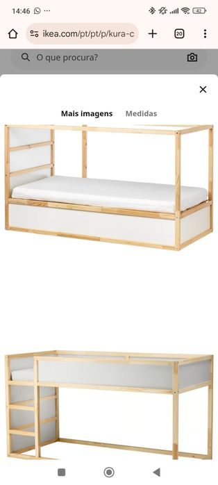 Cama Kura + Colchao Afjall IKEA