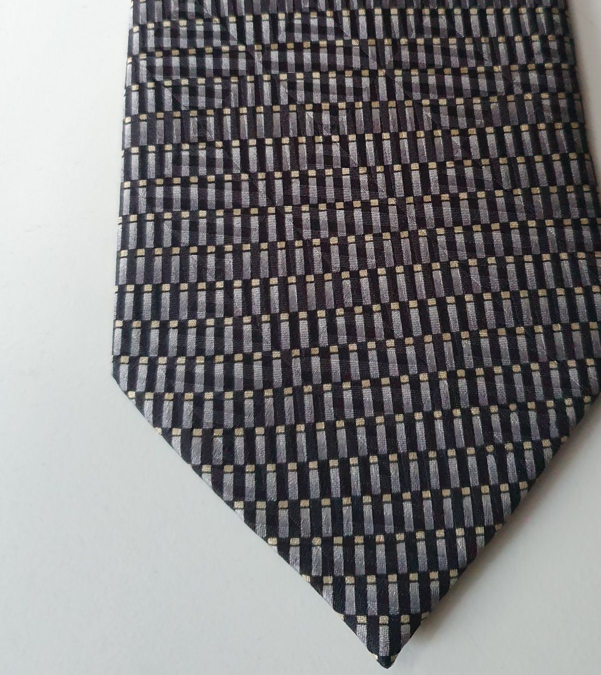 Krawat D Alembi 100% jedwab, krawat jedwabny, krawat szary