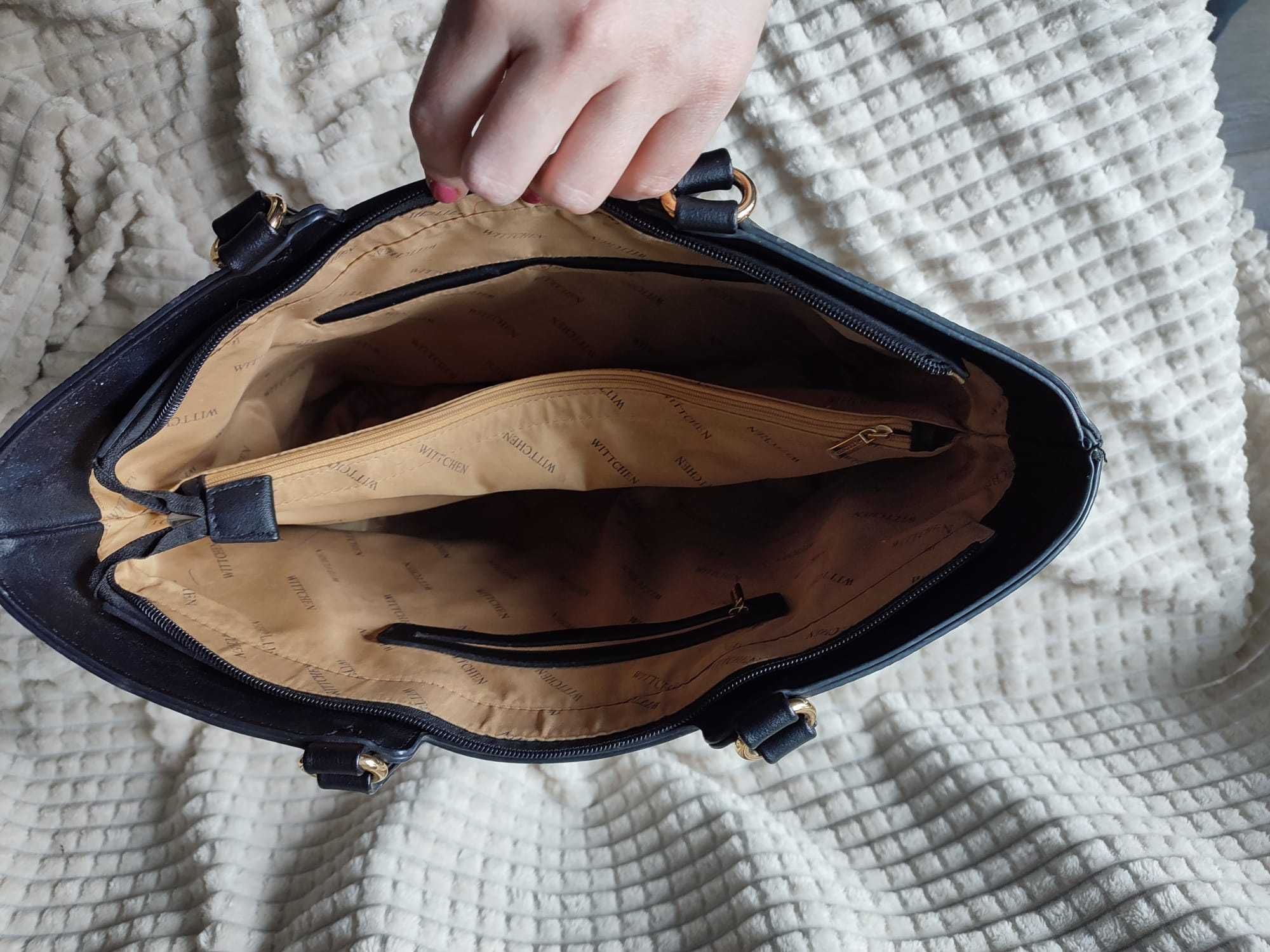 Torebka shopper WITTCHEN skóra naturalna saffiano czarna