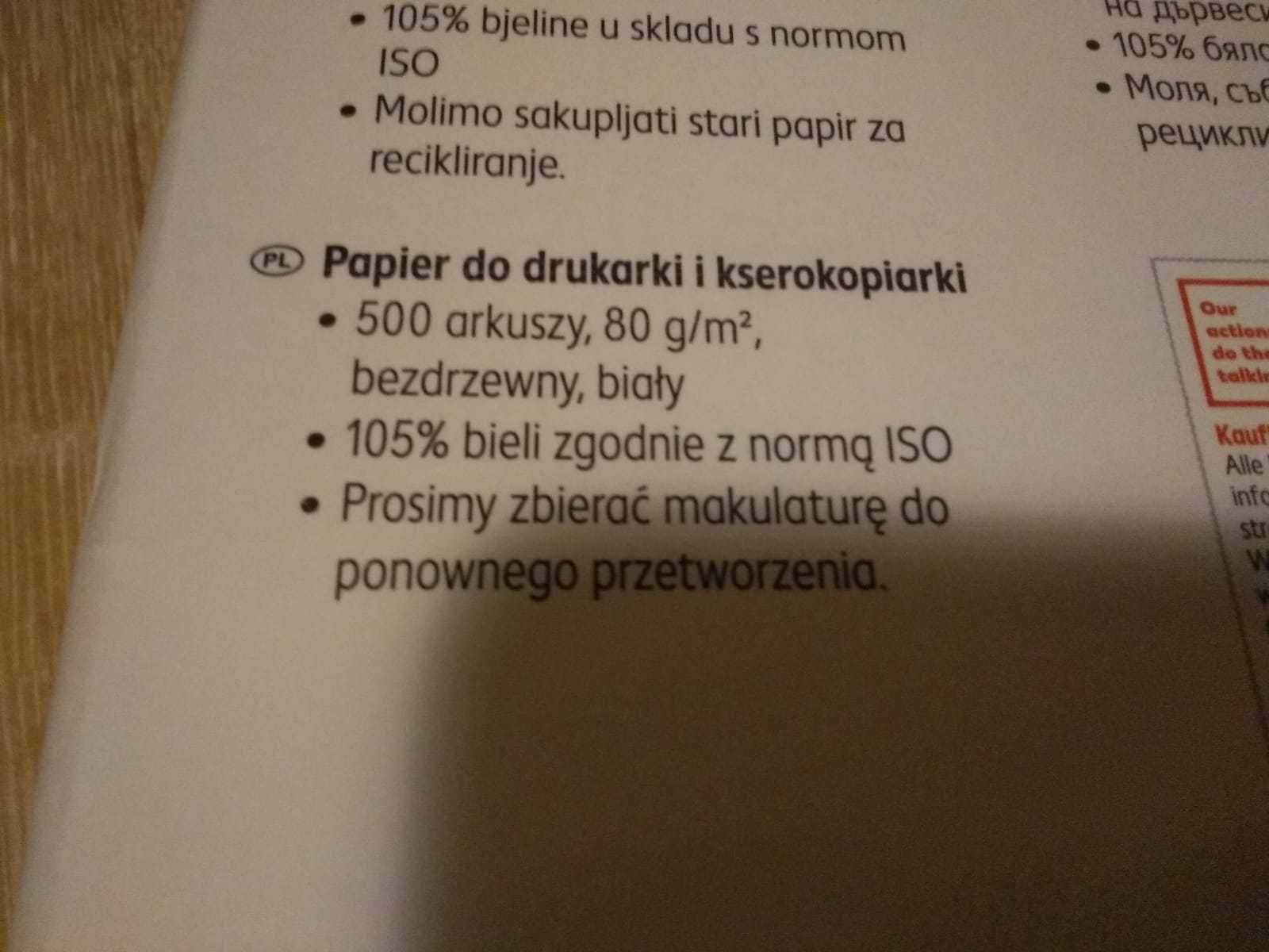 papier do drukarki ksero kopiarka ryza 500 szt kartki 105% bieli