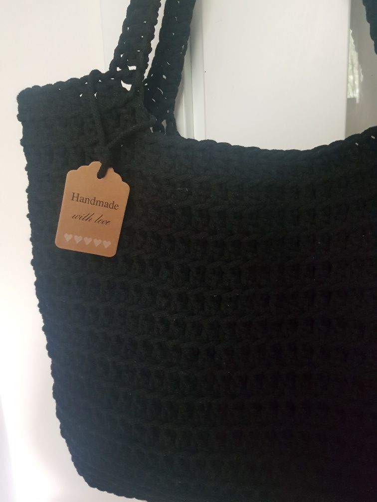 Torba handmade ze sznurka 3 mm, szydełko duża