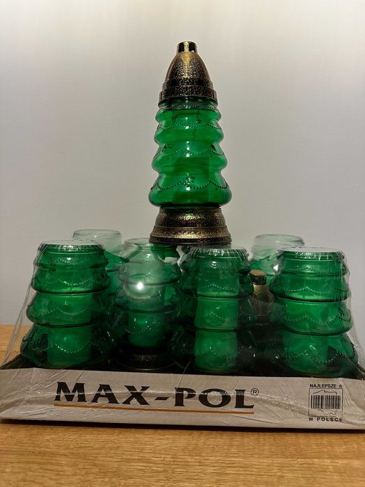 Choinki znicze ozdobne 24cm duże wraz z wkładami