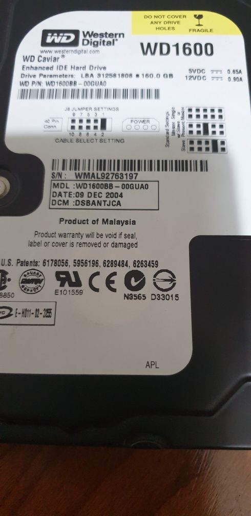 Disco rigido 3.5  ( HD ) IDE com 160 GB