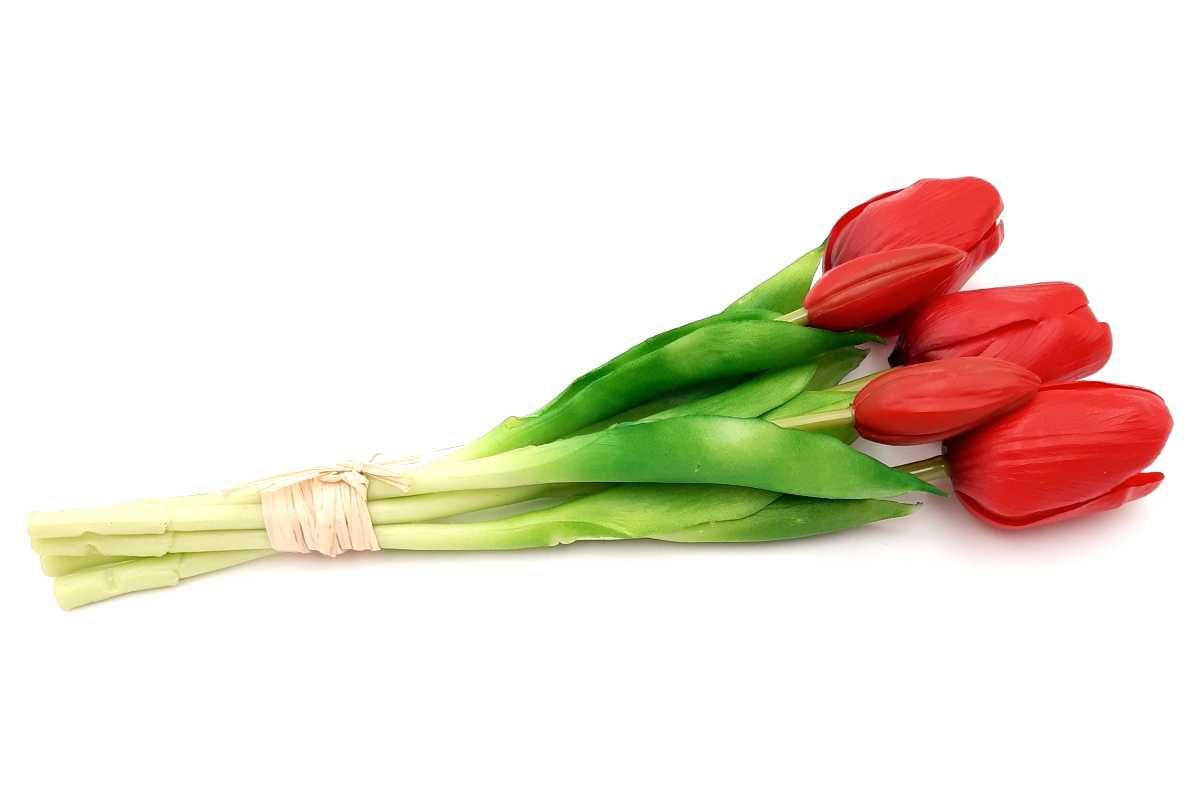 Tulipan silikonowy sztuczne tulipany bukiet 5 sztuk CZERWONE