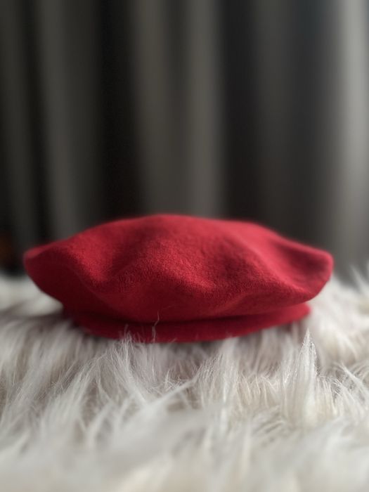 Piękny czerwony beret * wełna!