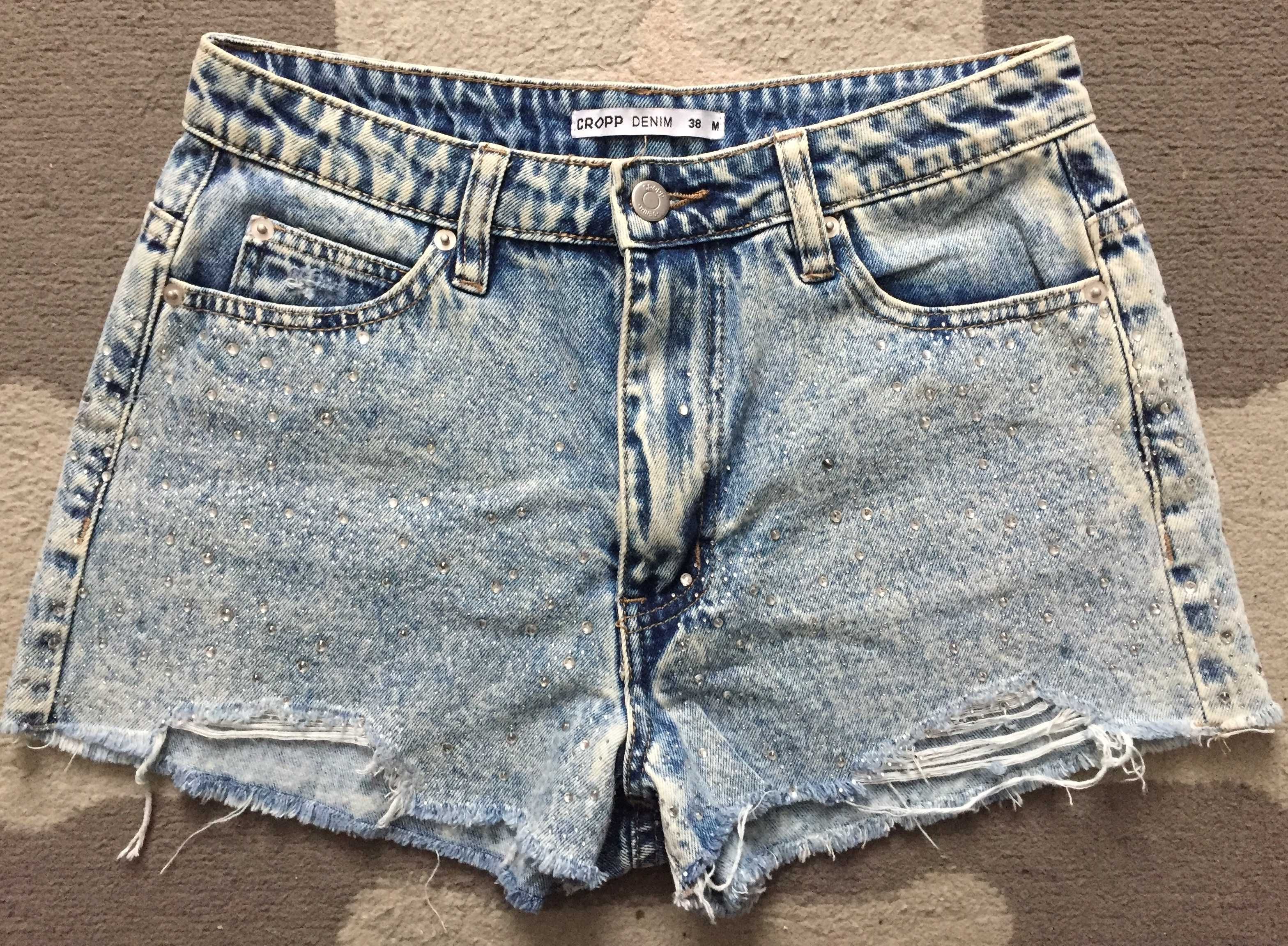 Cropp krótkie spodenki jeansowe szorty rozmiar S cyrkonie
