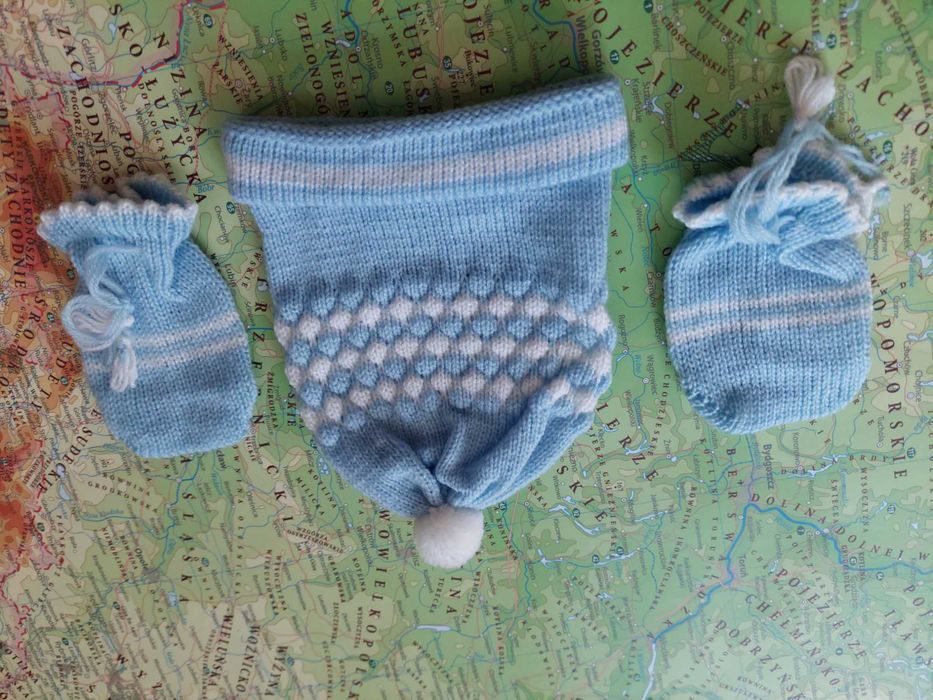 NOWA czapka+rękawiczki niemowlęce
