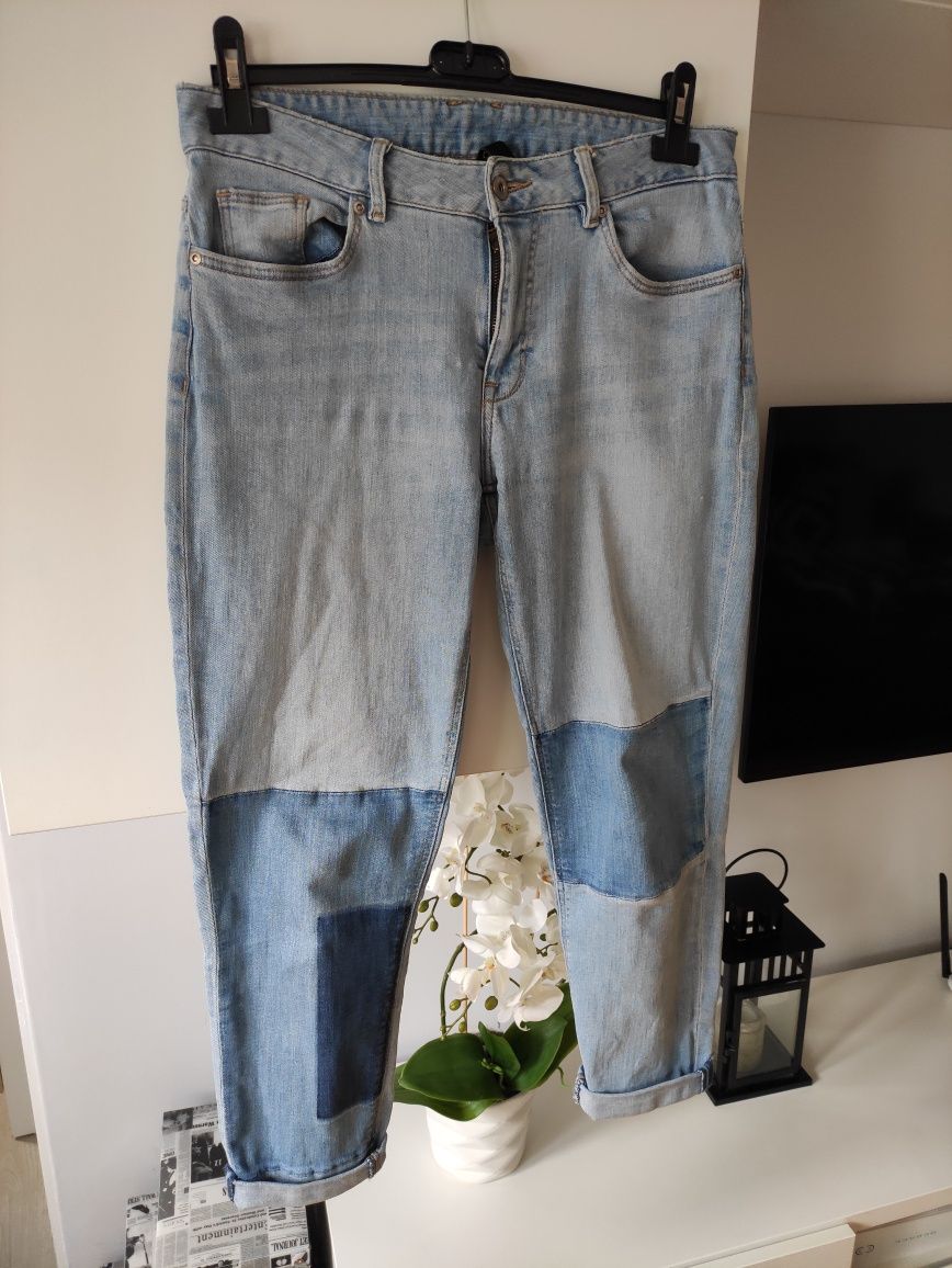 H&M jeansy boyfriend Patchwork Jeans