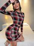 Conjunto vermelho axadrezado