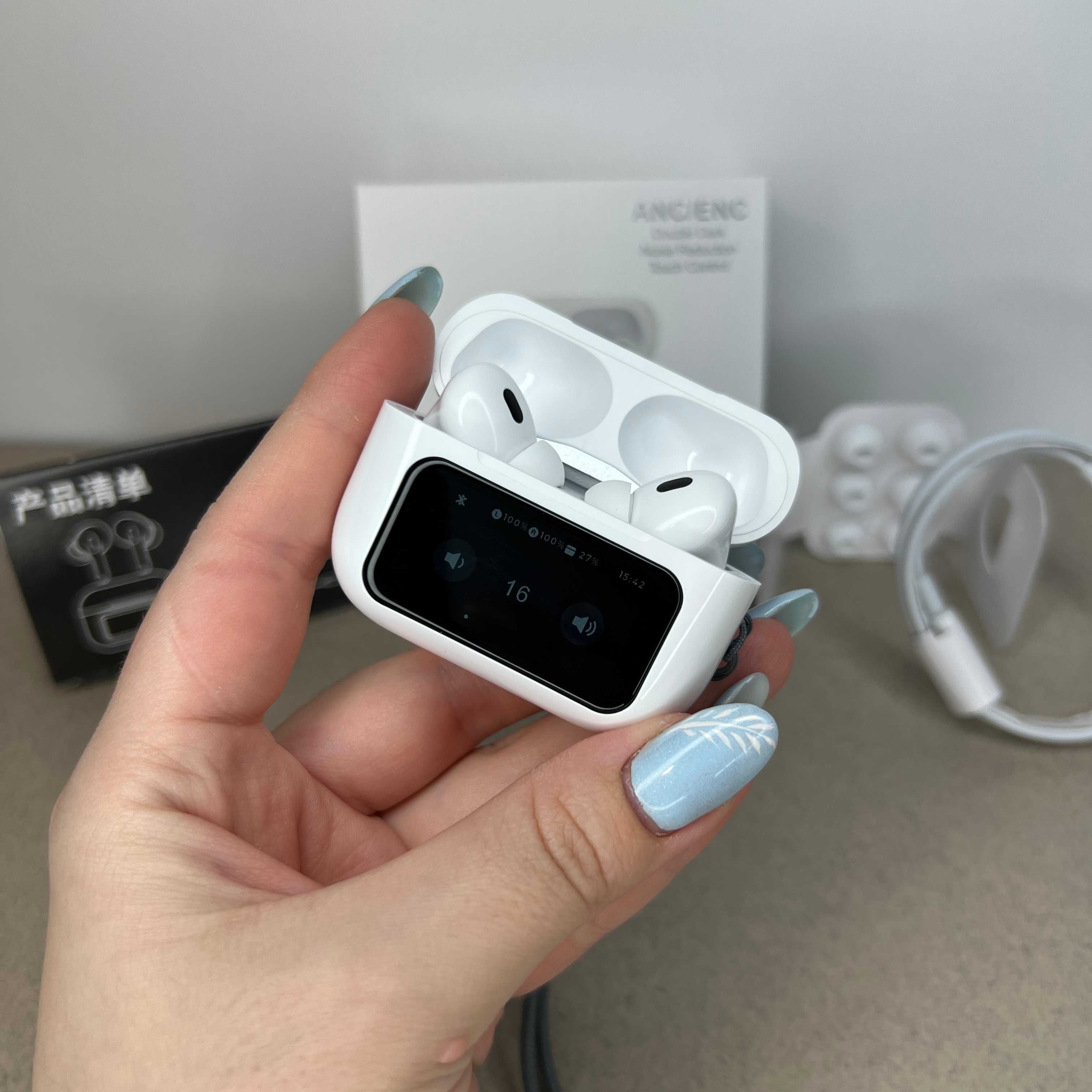 Наушники з екраном на кейсі AirPods Pro 2 ANC Lux З Шумопоглинанням