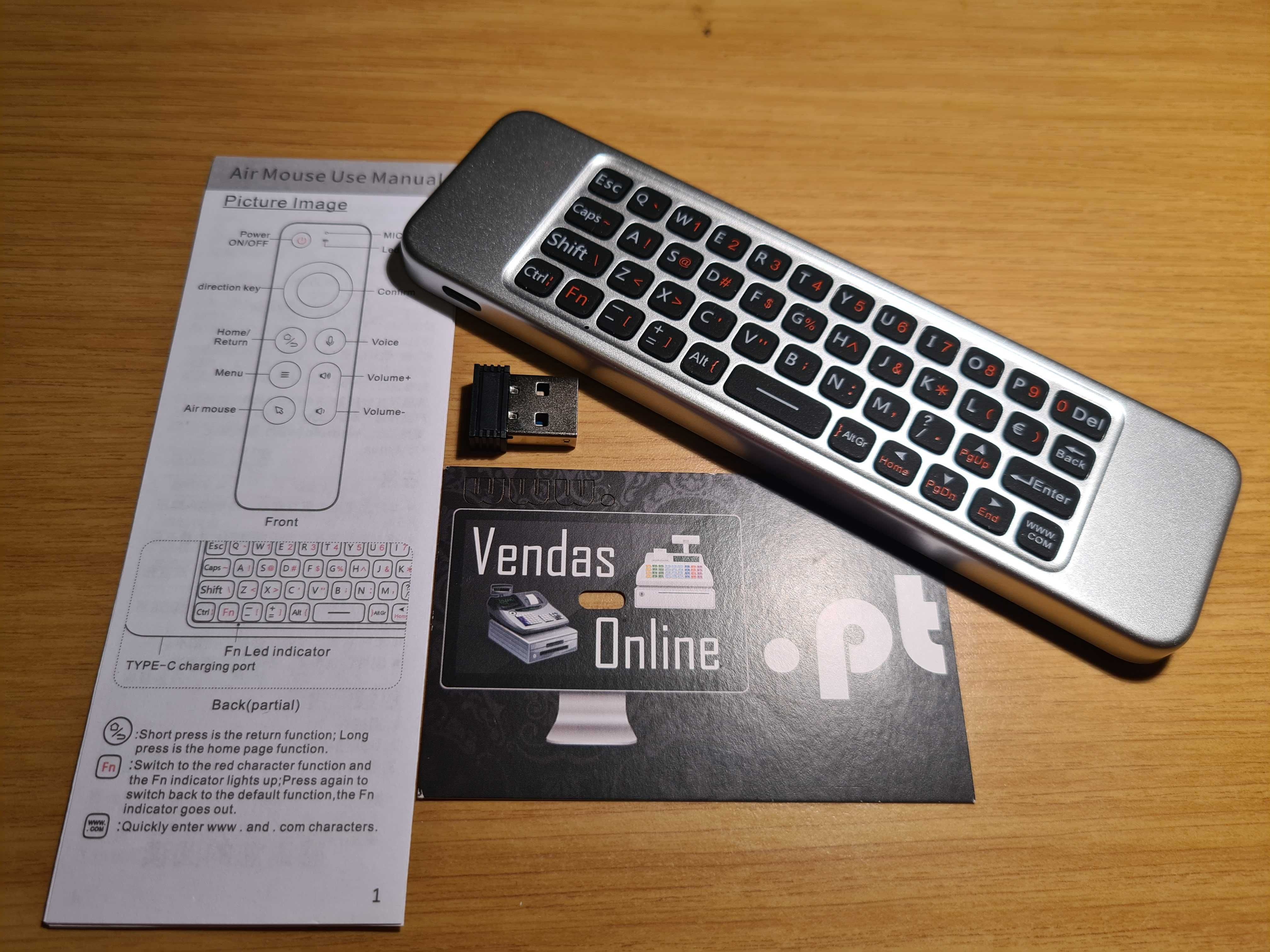 Comando Airmouse W3 com microfone e teclado NOVO