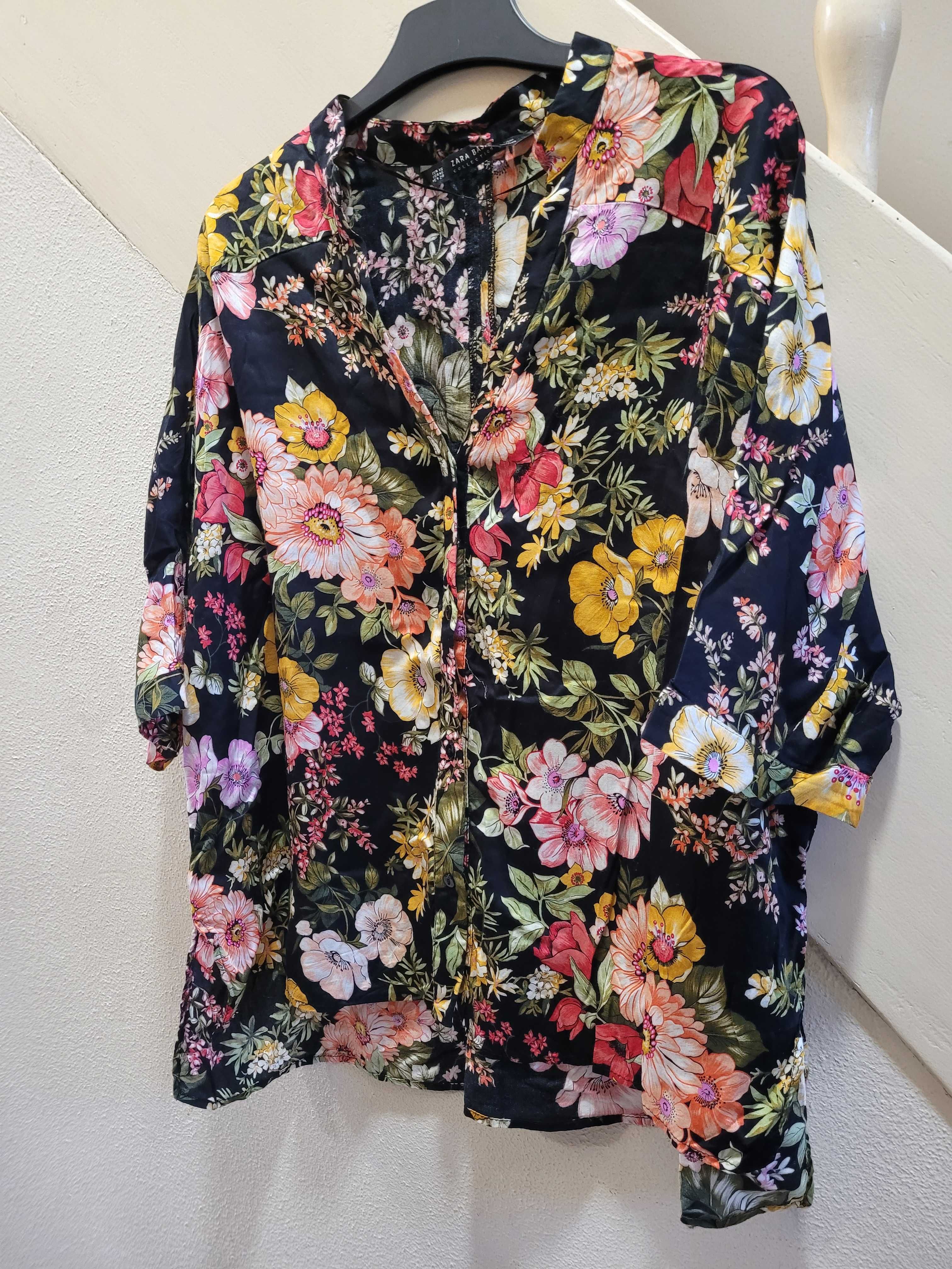 Bluzka, koszula Zara, oversize, XS do M, boho, kwiaty