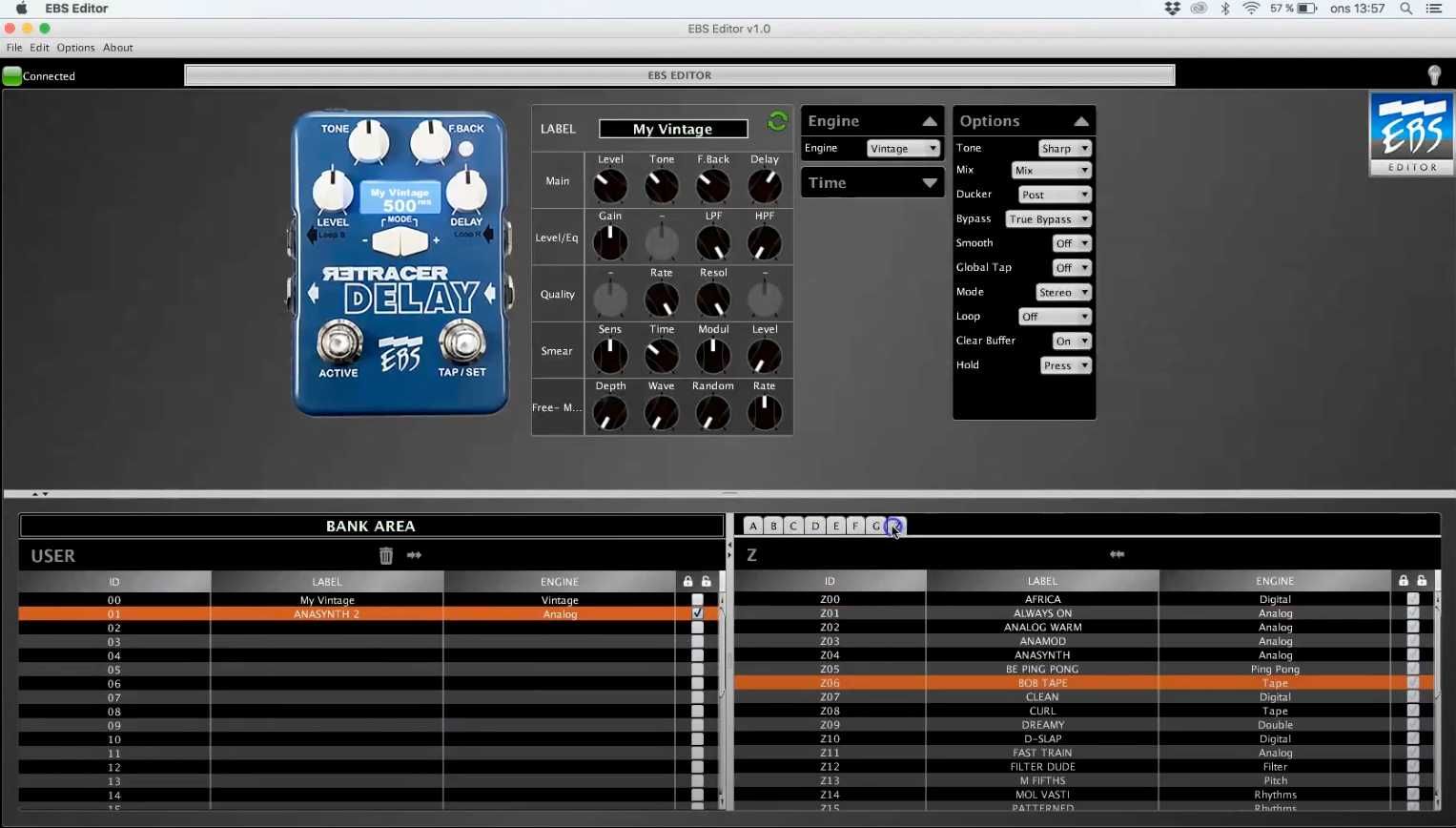 EBS Retracer Delay Stereo MIDI jak Strymon Chase Bliss Meris Empress