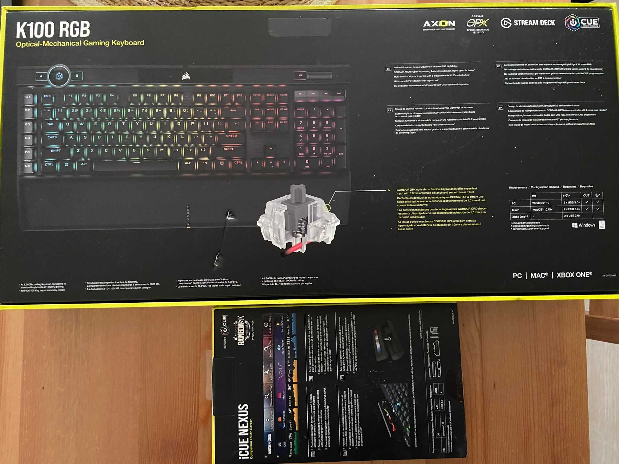 Klawiatura Corsair K100 RGB + iCUE Nexus
