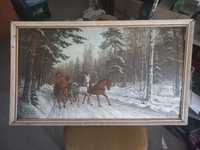 Obraz na płycie konie zima las