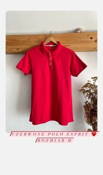 Koszulka polo elegancka czerwona do pracy do biura Esprit wygodna M/38