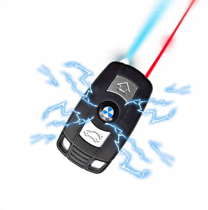 Brelok Kluczyk Samochodowy Auto Pilot Shock Kopie Prądem Latarka Laser