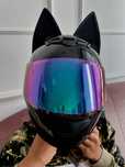 Kask motocyklowy z uszami kota + Bluetooth