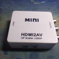 Конвертер адаптер HDMI на AV RCA тюльпаны, переходник видео (1200)