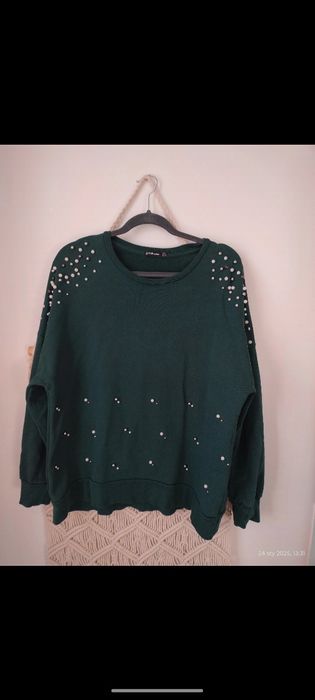 Bluza L stradivarius 100%bawełna butelkowa zieleń perelki