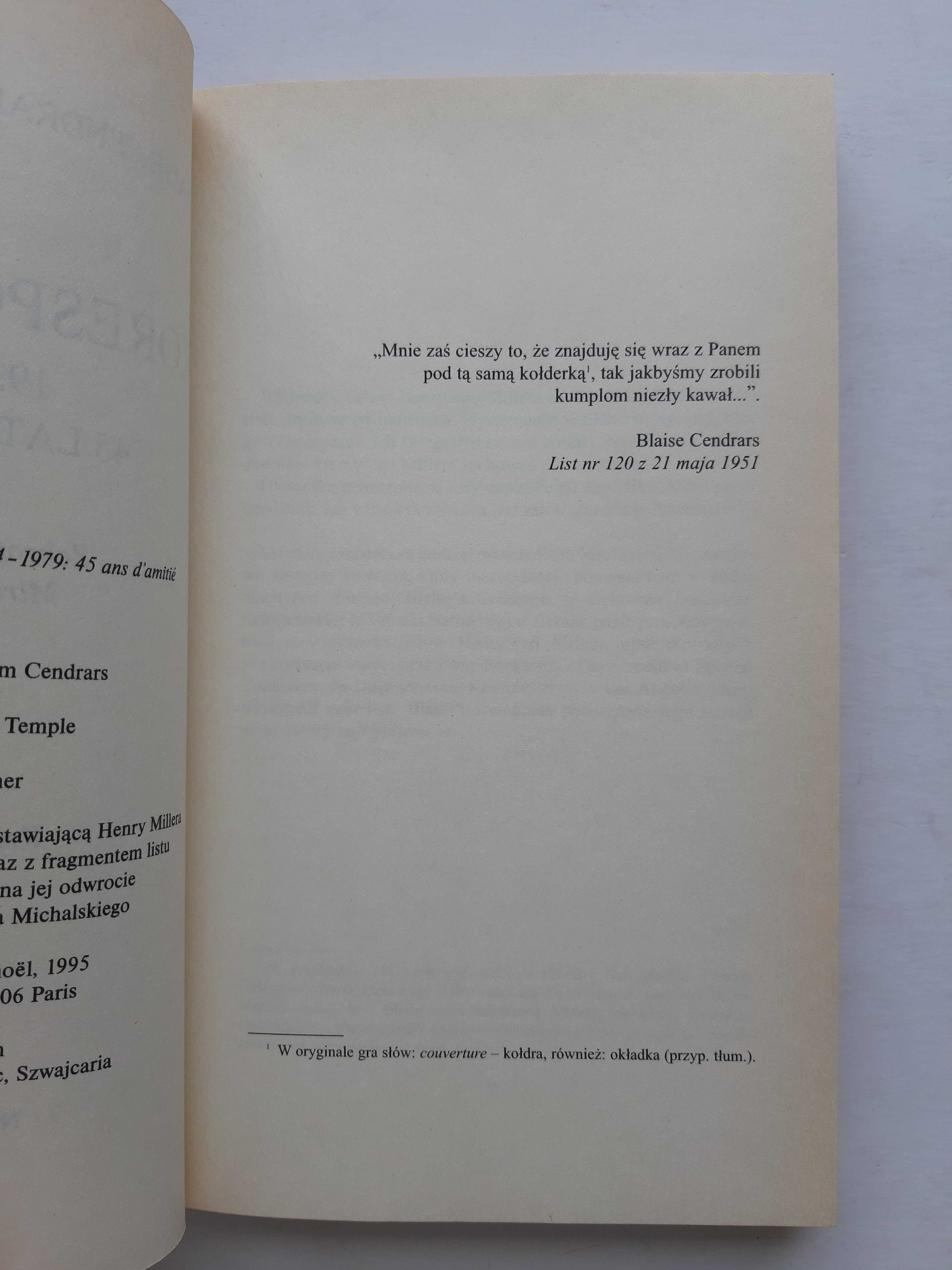 Korespondencja 1934 - 1979 - Blaise Cendrars, Henry Miller