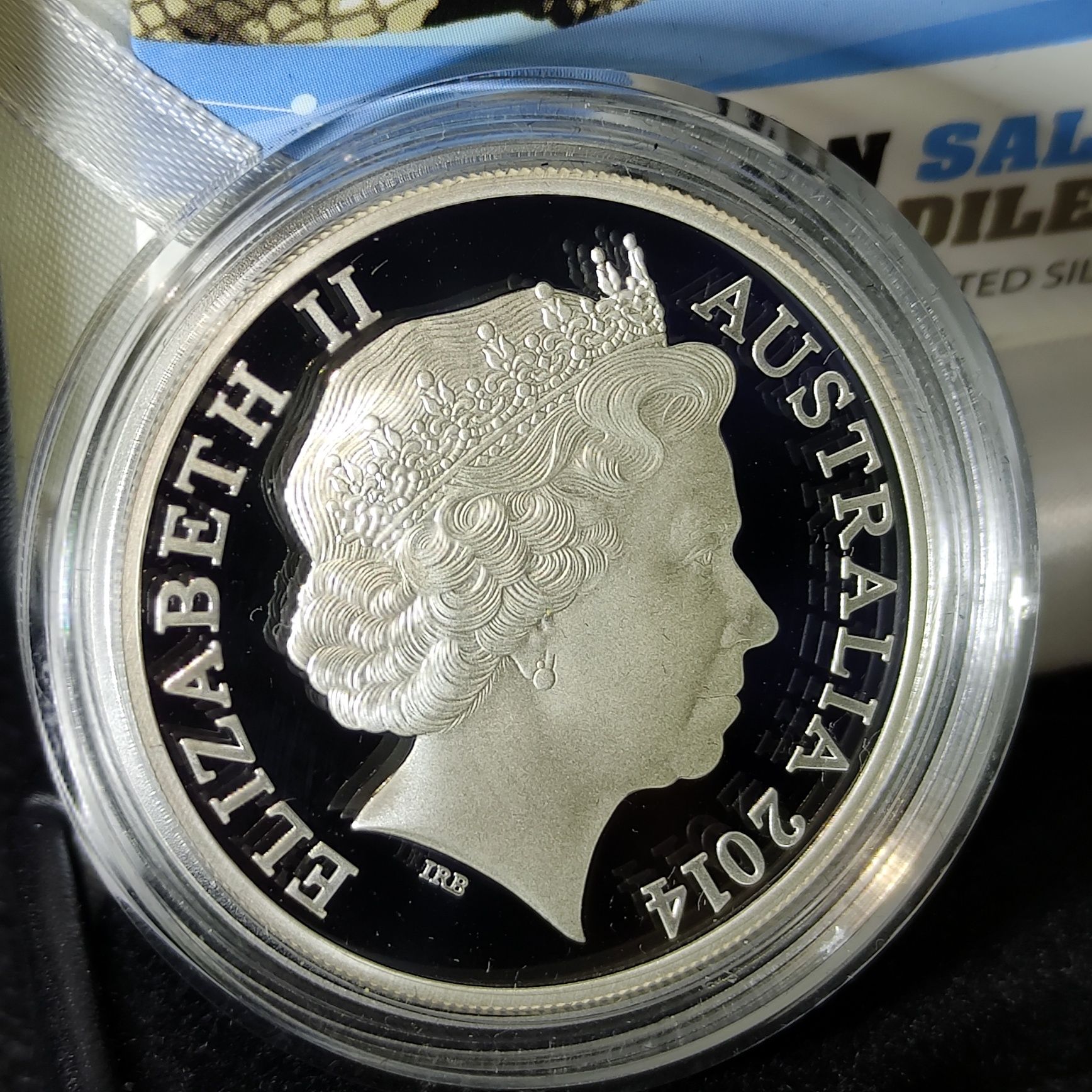 Серебряная монета морской крокодил 1 доллар 2014 Австралия 31,1 грамм