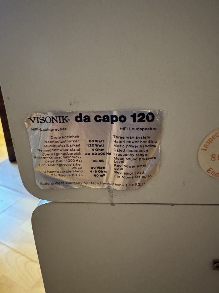 Kolumny VISONIK 120W głośniki 30Hz da capo by HECO