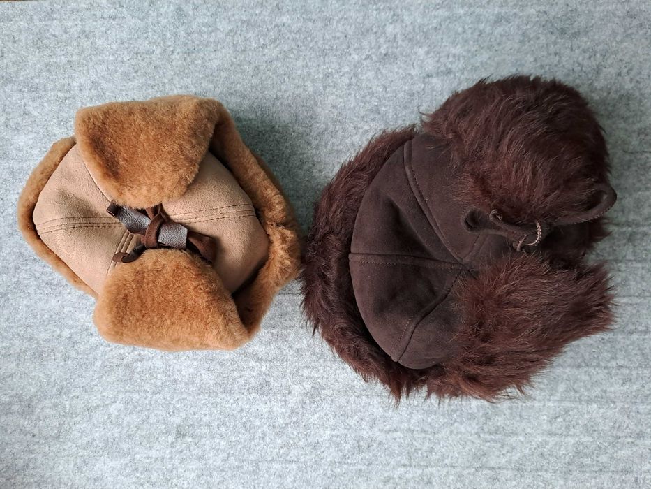 Czapka uszatka PRL skórzano-futrzana Żywieckie Zakłady Futrzarskie