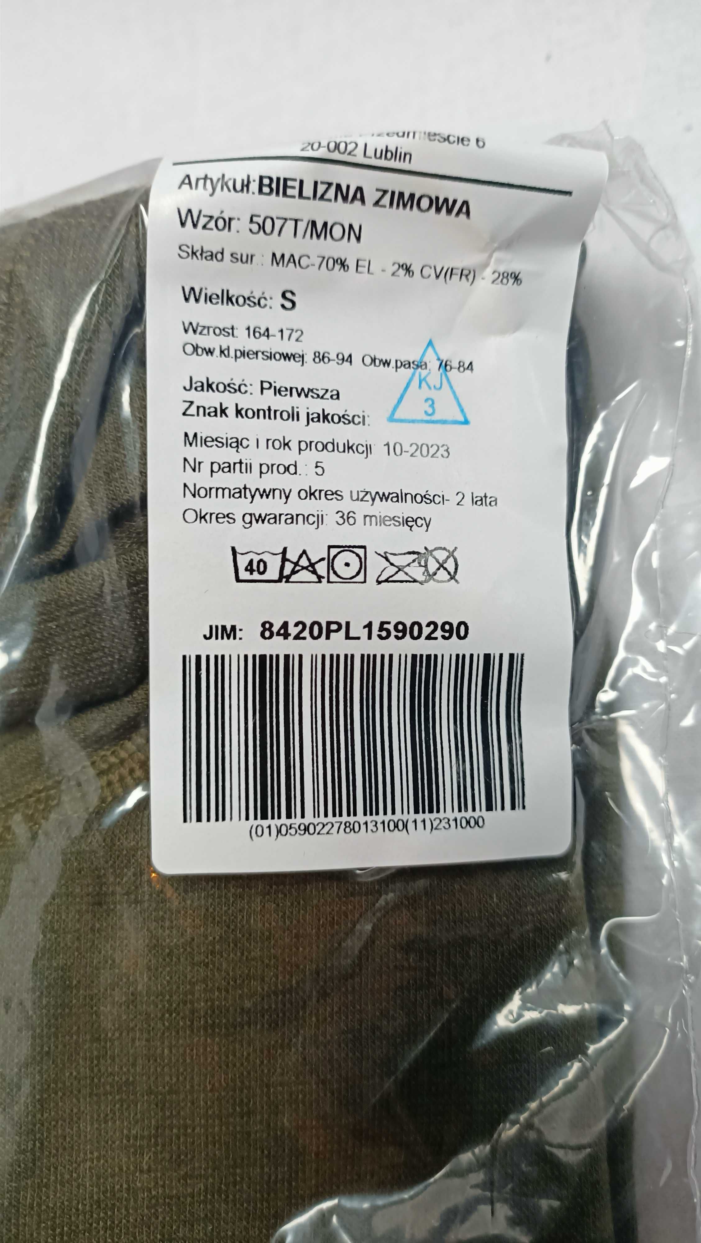 Bielizna zimowa wzór 507T/MON Rozmiar S