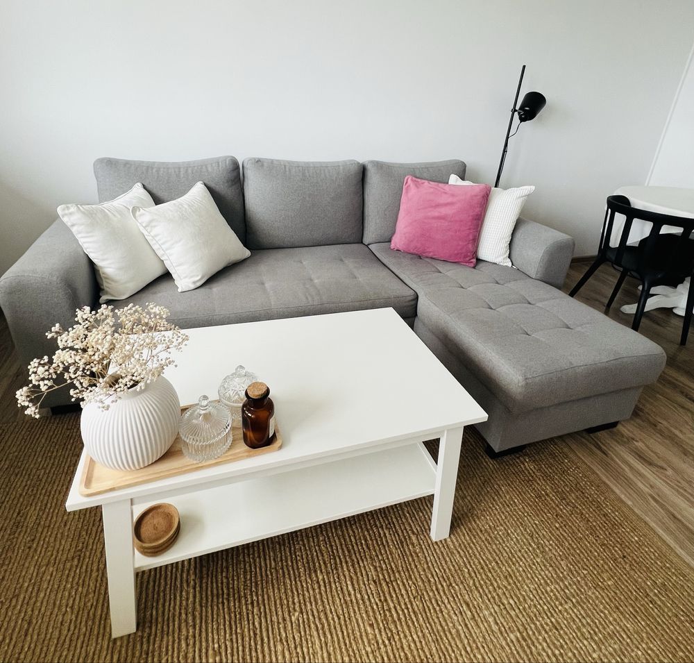 Narożnik z funkcją spania - szary (sofa, kanapa)