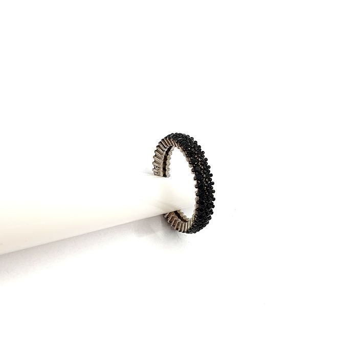 Pierścionek obrączka srebrna 925 z czarnymi cyrkoniami r.17