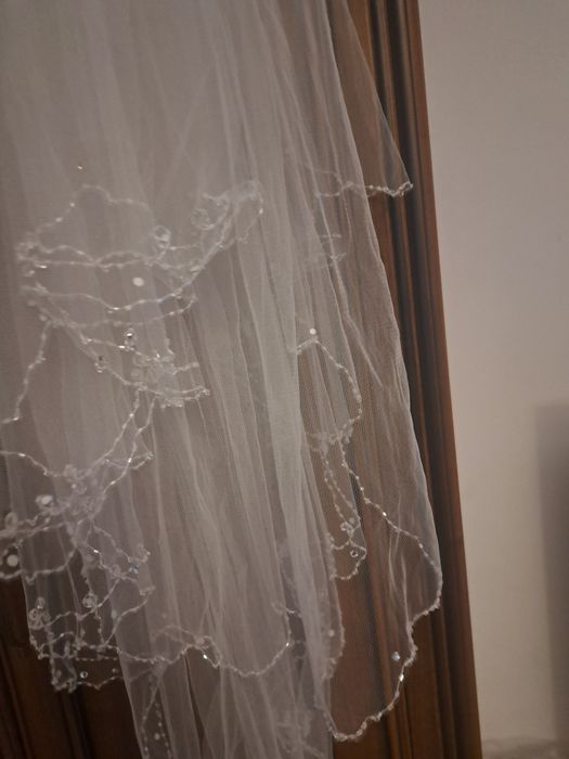 Welon Ślub biały delikatne kryształki wyjatkowy