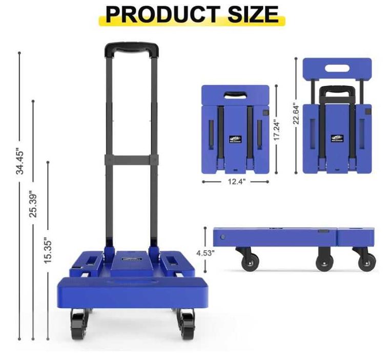 Składany wózek transportowy z 6 kółkami nośność 227kg SOLEJAZZ