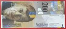 Nota 200 Francos Suíços 2013 Excelente Estado Rara