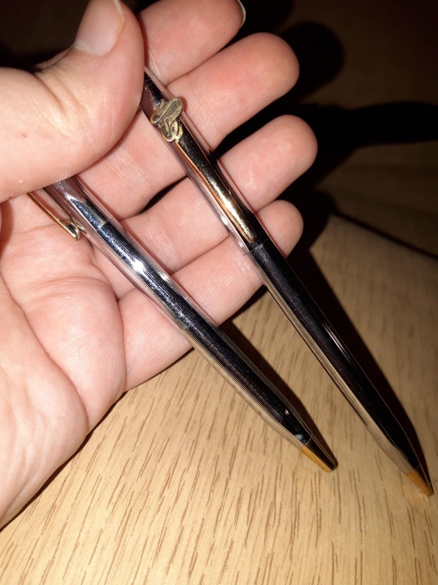 Cross карандаш и ручка в позолот и кожаном чехле