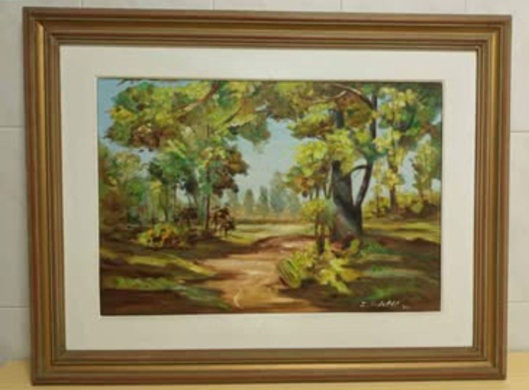 Pintura a óleo emoldurada
Dimensões: tela 55 x 38 cm; modura: 74,5