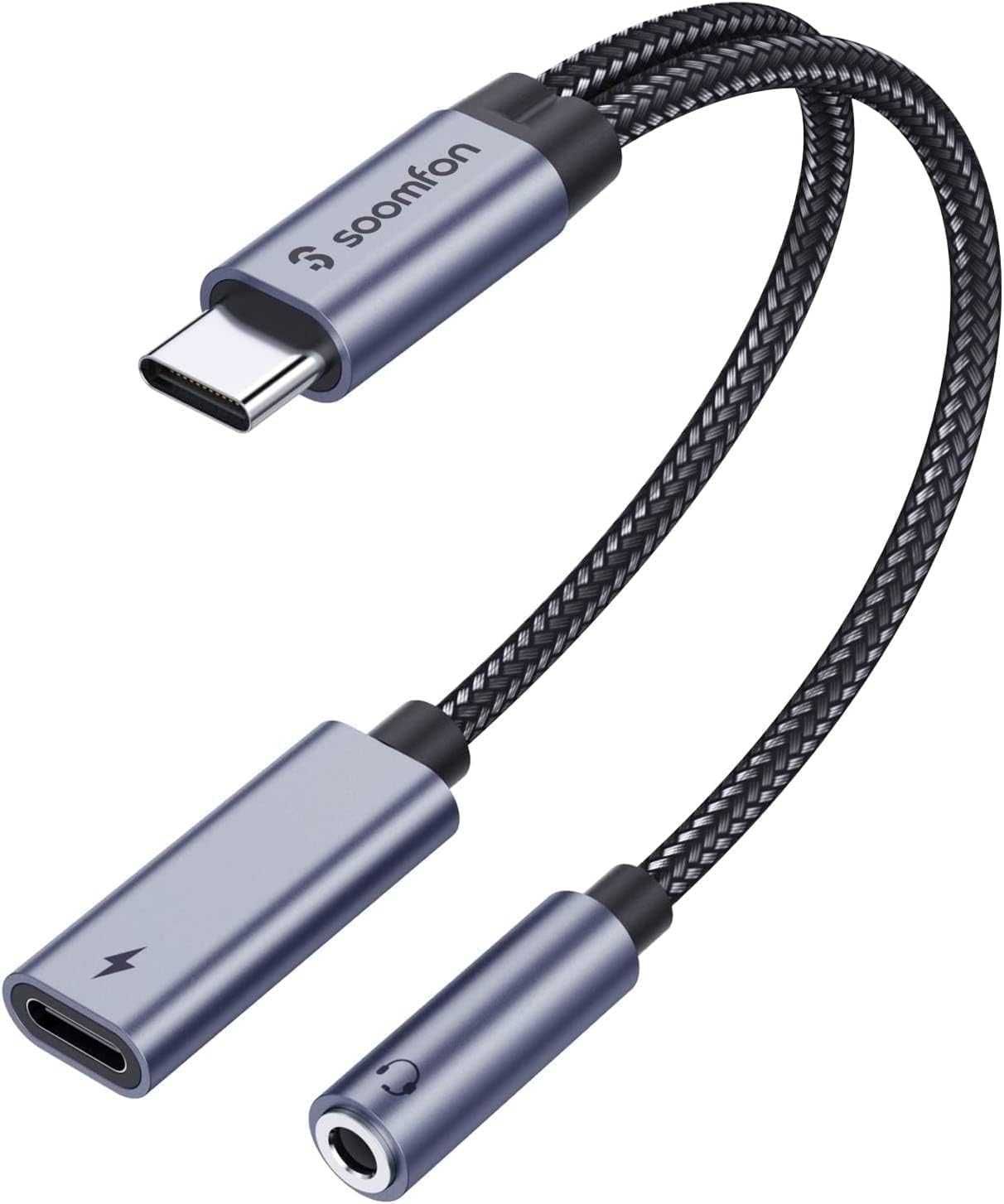 Adapter USB C Jack 3,5mm 2w1 Audio Ładowanie PD 60W DAC