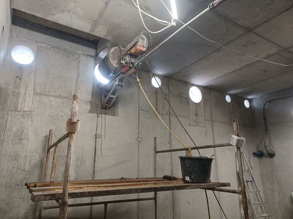 Wiercenie otworów, cięcie betonu, wiertnica, Hiltii, przewierty.
