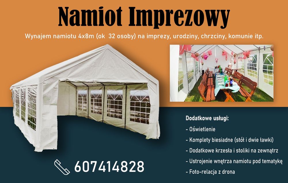 Namiot imprezowy, bankietowy 4x8m