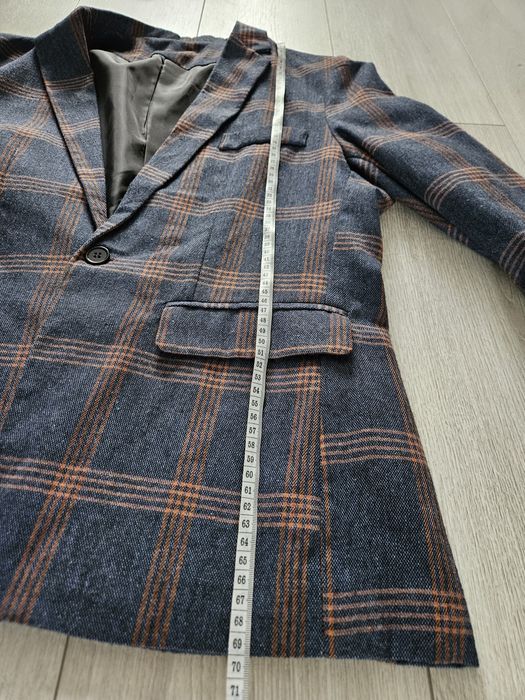 Marynarka męska rozm.M w kratę granat melanż brąz