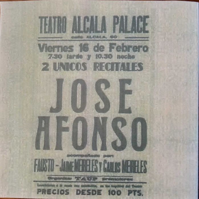 José Afonso	- - - - -		Concerto no Teatro Alcala Palace	- - - - -	CD