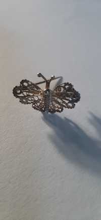 Broszka srebrna - motyl