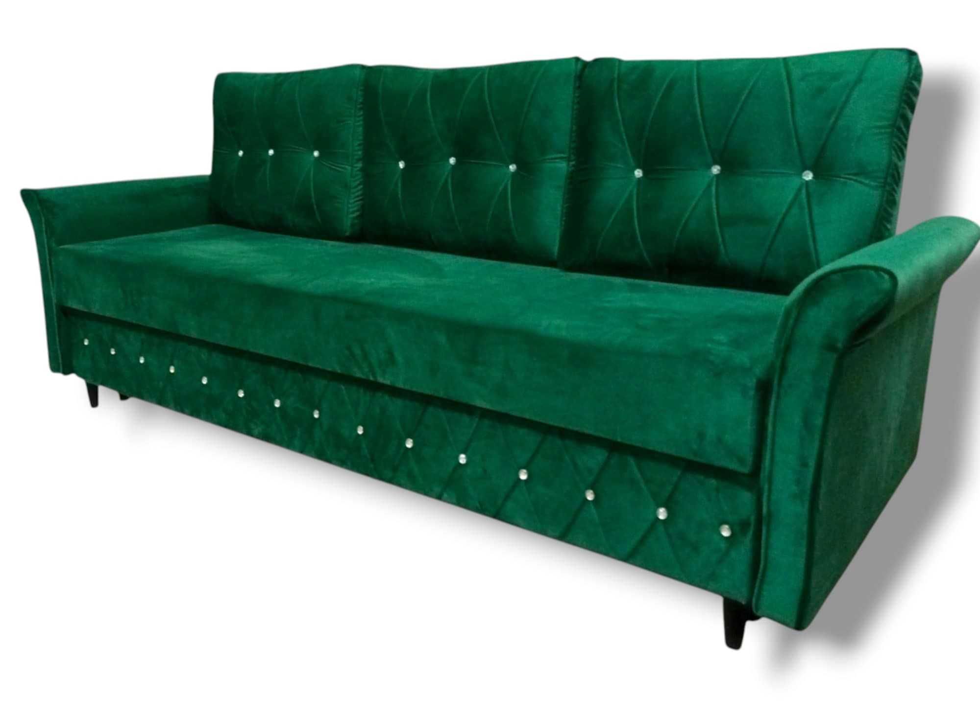 Kanapa Glamour Sofa pojemnik Funkcja spania Kryształ otwierana