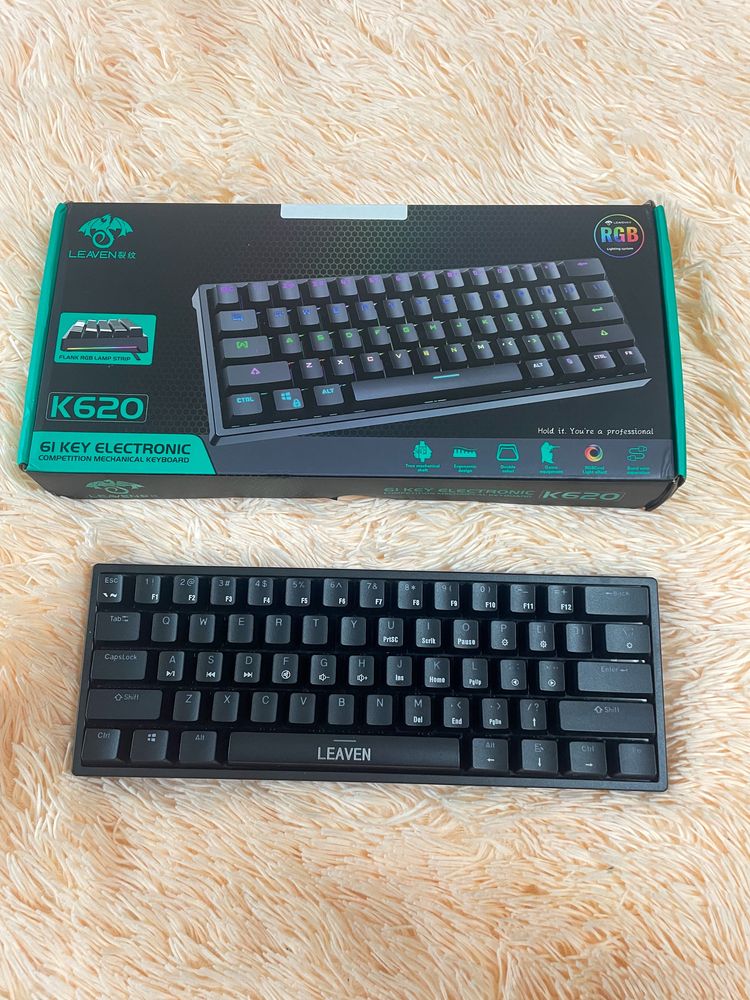 LEAVEN K620 Механическая клавиатура 60% на синих свичах, с подсветкой
